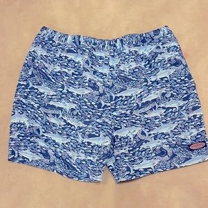 Vineyard Vines Mens 2XL Drawstring Blue Shark Swim Trunks Bathing Suit Shorts
